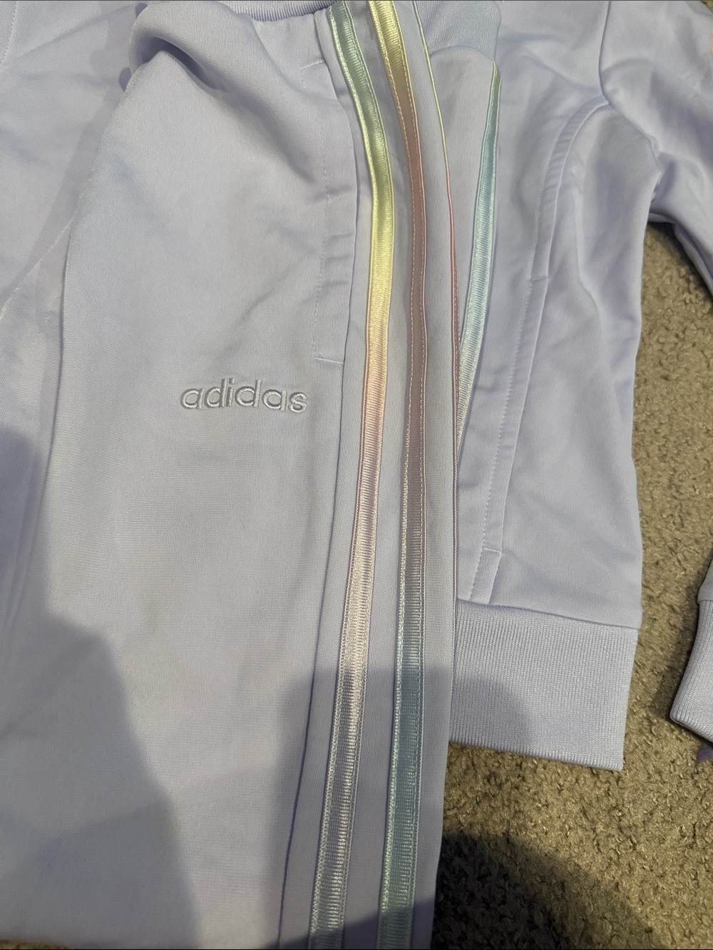 adidas Lavender Tracksuit Set with Pastel Stripe Accents - Picture 2 of 4